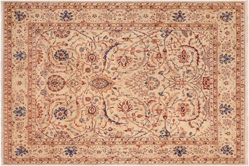 handmade Transitional Kafkaz Tan Blue Hand Knotted RECTANGLE 100% WOOL area rug 8 x 10